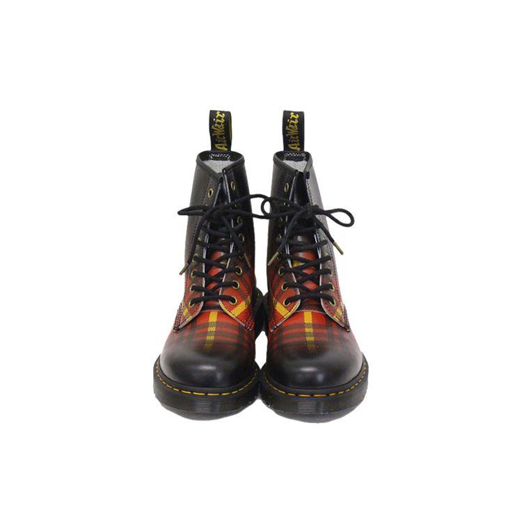 Dr. Martens 1460 Tartan Classic 8-Hole Boots Unisex Boots Black Orange 25754102