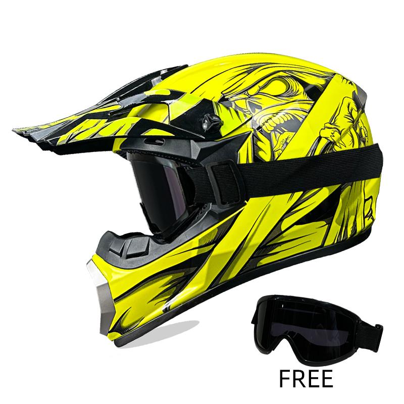 Professional Off-Road Helmet Dot Certified - Motorcycle Motocross Helmet with Goggles, Removable Liner & Lightweight Quick-Relea