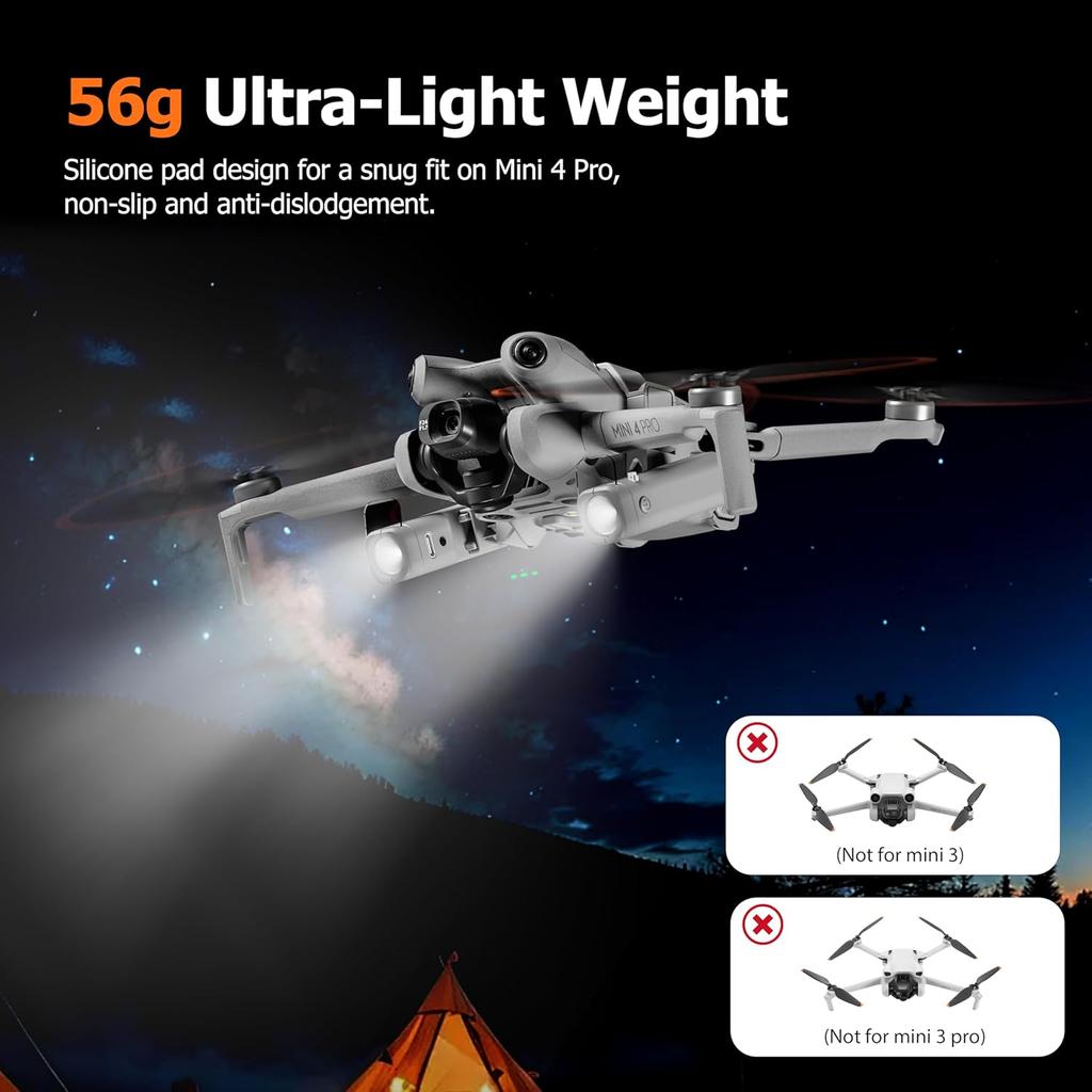 LED Night Flight Aassist Light for DJI Mini 4 Pro Accessories,Searchlight Night Flight/Emergency Flashers/Flight Light Headlight for DJI Mini 4 Pro