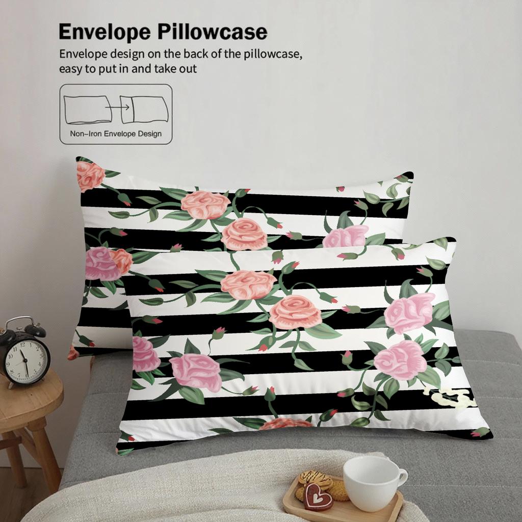 3Pcs Flamingo And Rose Bedding Sets 3D Printed Zebra Pattern Duvet Cover Sets With Pillowcases No Filling