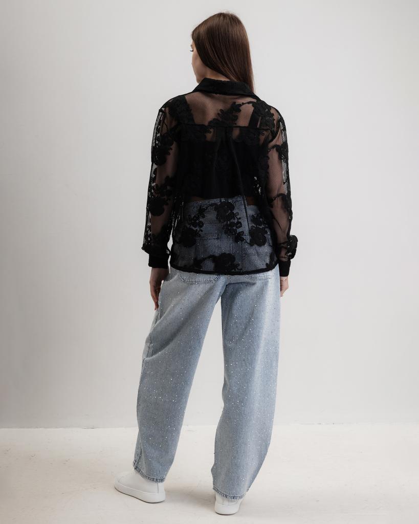 Women's Shirt with Lace LK Brand 1185 XS Black