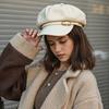 1PC Peak Cap Vintage Belt Buckle Design Gift Accessories Versatile Beret Cool Leather Brim Fashion Octagonal Hat Warmth 58-60cm