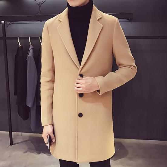 Men Suit Coat Lapel Long Sleeve Solid Color Mid-length Suit Jacket Slim Fit