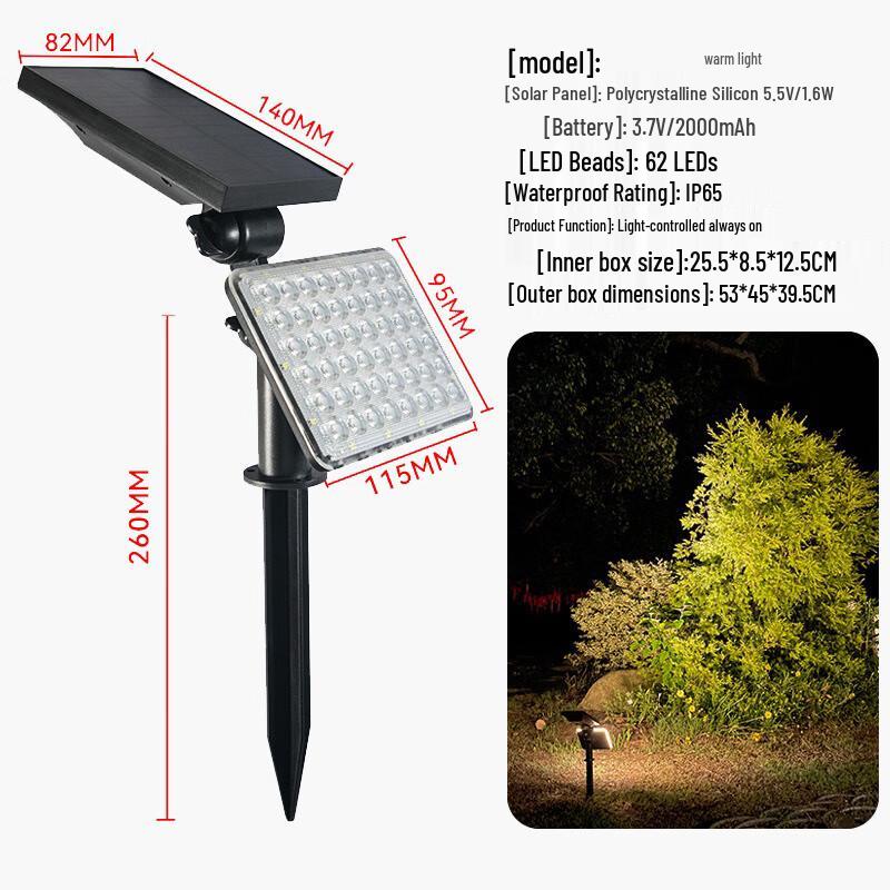 Solar Powered 62 LED Outdoor Spotlight