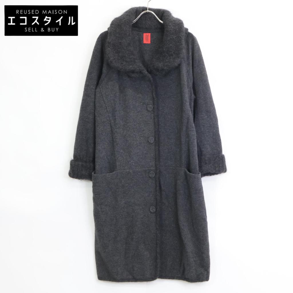 Haat HA23KD301 Gray Mohair Blend Double Ribbed Color Coat Coat 4 grayUsed