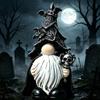 Halloween Resin Vintage Gnome Ornament with Skull & Bat Wizard Gnome Statue for House Bedroom Living Room Holiday Gifts