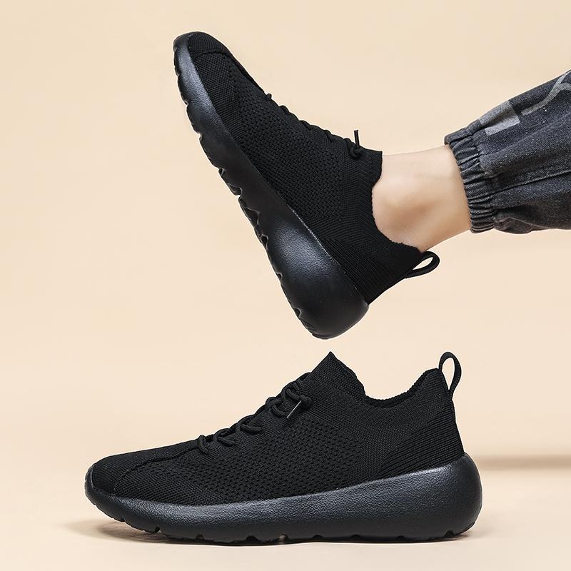 Fashion 2025 New Lightweight Soft-soled Running Shoes for Women Flying Woven Round Head Casual Breathable Mesh Socks Shoes for Men
