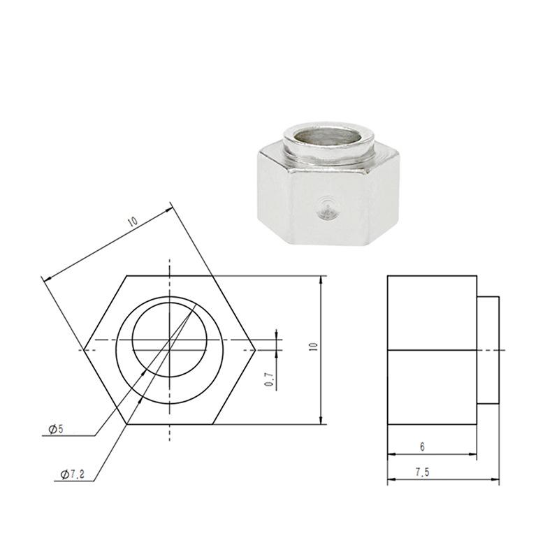 Eccentric Hex Nut Engraver Isolator for 3D Printer, Carbon Steel, Nickel-Plated, Inner Diameter 5".