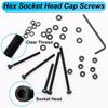 220 PCS Black M4 Hexagonal Internal Hexagonal Screws, M4 x 30/35/40/45/50mm Metric Screw Bolts, Nuts, Washers and Spacer Kits, 1