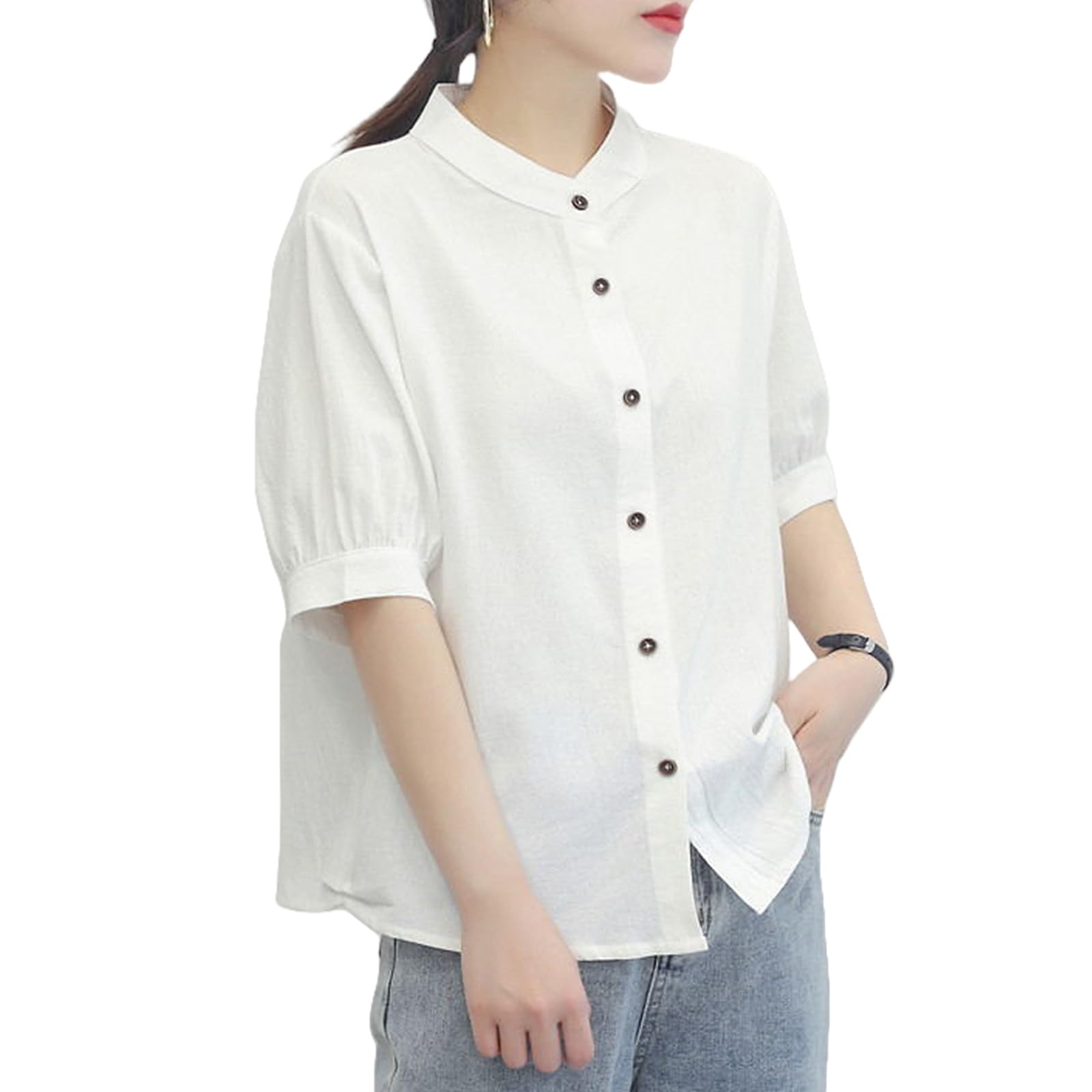 

Рубашки для рубашки для больших для для для свободного кроя [LrisIuza Echo] женщины, блузки, женские с коротким рукавом, трикотажные топы с коротким рукавом, стильные, белый