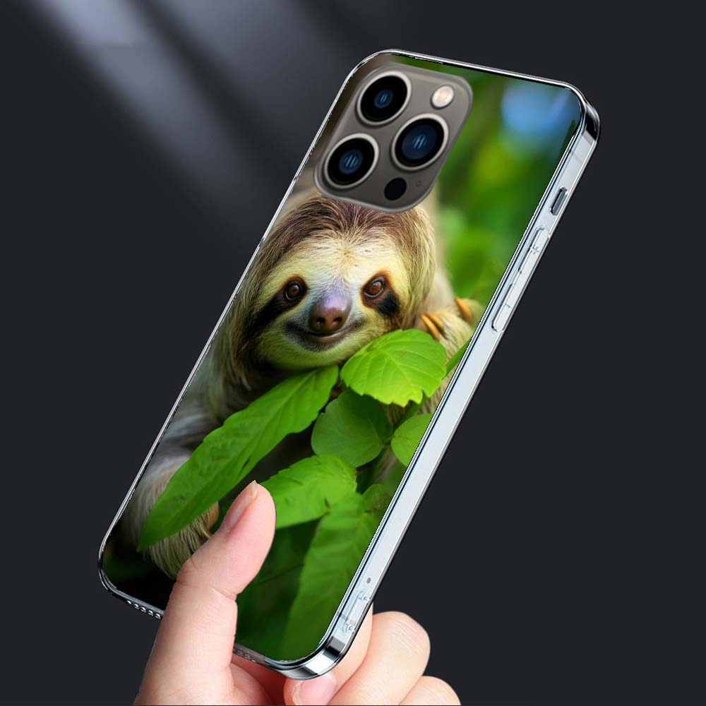 Cute Sloth Phone Case For Iphone 16E 15 Pro 14 Plus 17E 16 17 Pro Max Air 11 12 13 Mini Shockproof Capa Cute Cover TPU Clear