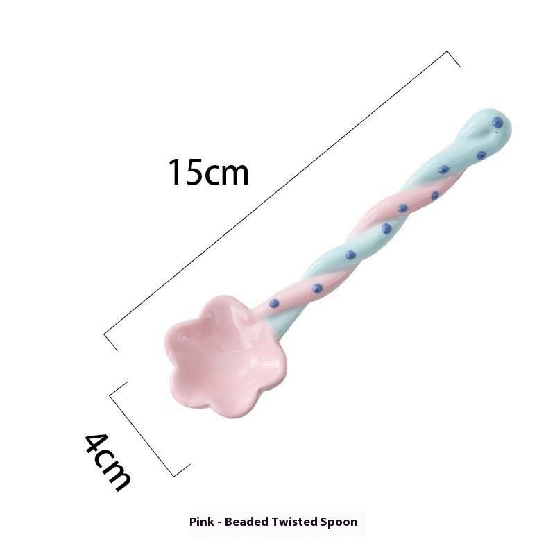 

Ceramic Long Handled Star Spoon Household Stirring Spoon Flower Shaped Coffee Spoon A1