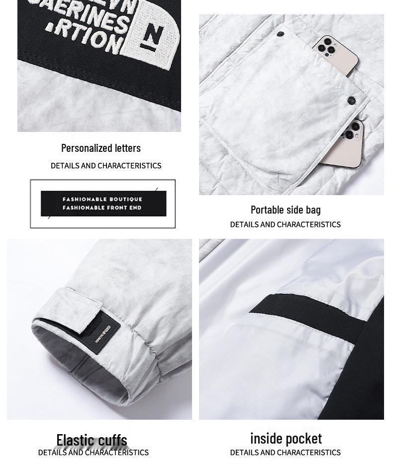 Men's Trendy Color Block Stand Collar Down Jacket - Warm & Stylish Winter Coat