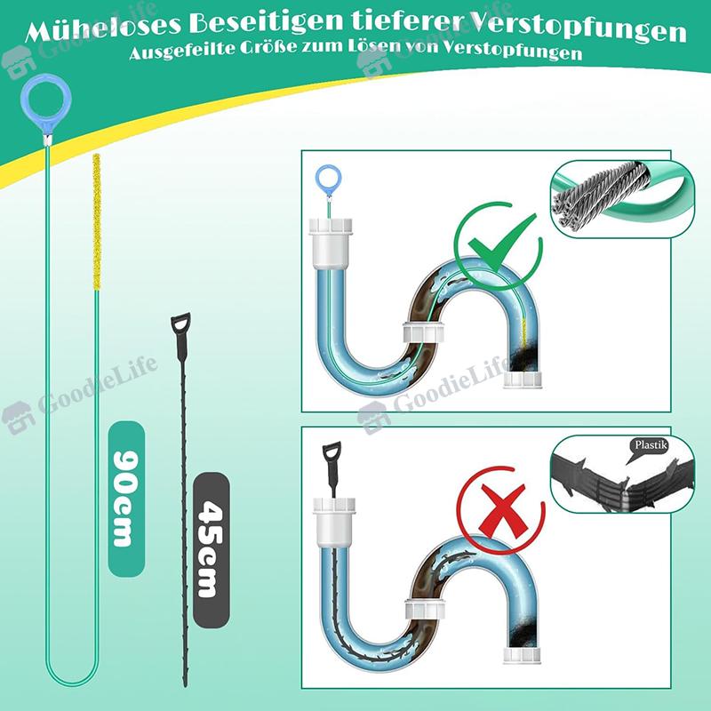 Drain Cleaner Spiral Hook Sticks Pack of 4,90 cm Anti-Break Steel with Nylon Coating,Drain Cleaner and Hair Catcher for Bathtub,Sewers