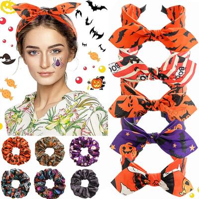 Halloween Ύφασμα Σταυρωτή Φαρδιά Κεφαλόδεσμος Μόδα Κινούμενα Σχέδια Ελαστική Τούφα Μαλλιών Σκρατσί Κεφαλόδεσμος Γυναικείο Πριτ Αξεσουάρ Μαλλιών Κεφαλόδεσμος