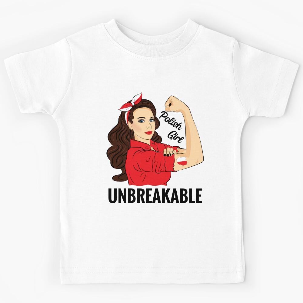 Polish Flag Girl Unbreakable Polska Poland Kids T-Shirt 170
