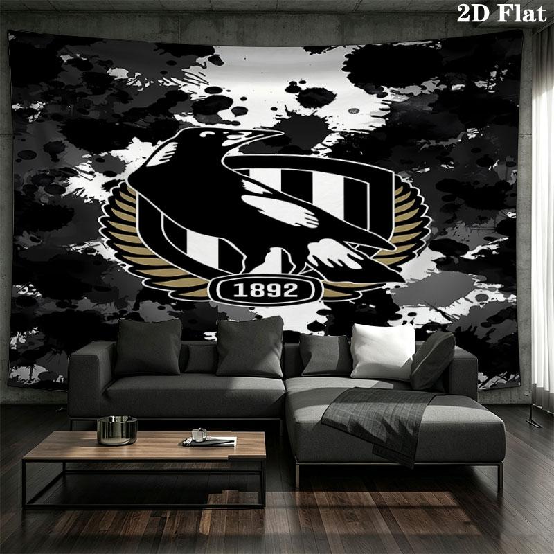 Collingwood Football Club Wandteppich Ästhetisches Wandbehang Gedruckter Stoffdecke Dekorative Wandteppiche für Schlafzimmer Wohnzimmer Heimdekoration