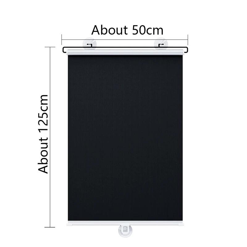 No Drilling Retractable Roller Window Shades Silver Coating Black Blackout Blind Shade Temporary Cover Curtain for Home Car