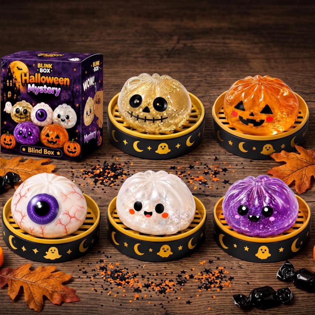 5 Pieces Ghost Dumpling Squishy Spooky-Cute Desk Toy Satisfying for Party Favors