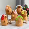 Capybara Plush With Headphones Head Cover Doll Key Chains Schoolbag Pendant Soft Stuffed Cartoon Animal Toy Gift