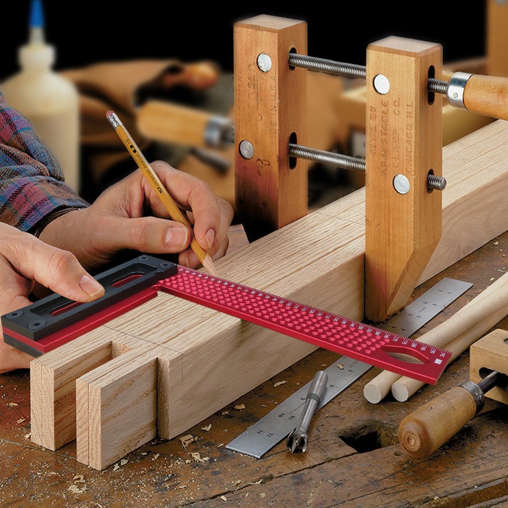 200mm/300mm Precision Scriber,Aluminum Framing Mitre Square,Measuring and Marking L-Type Hole Ruler Right Angle Protractor