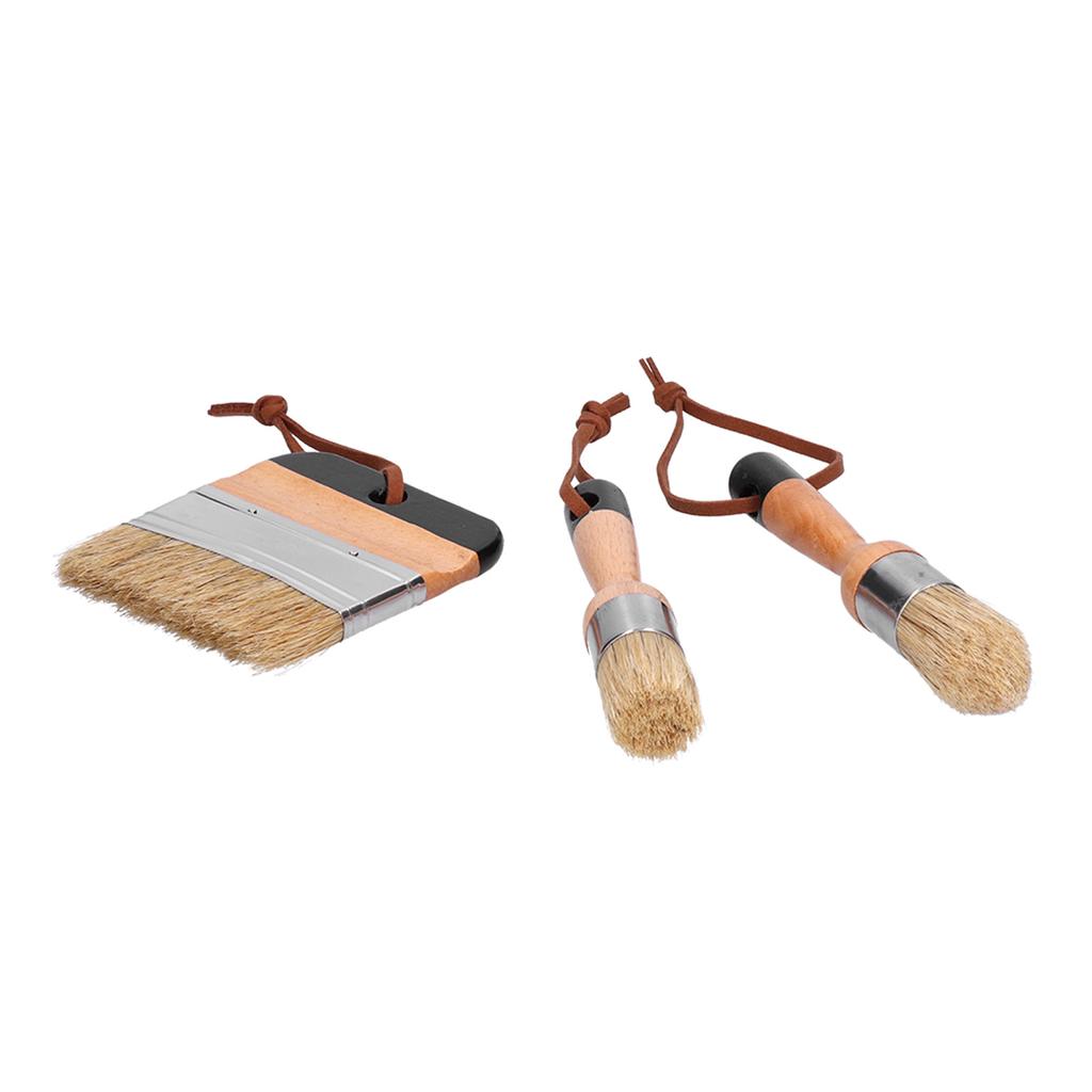 3PCS Painting Waxing Paint Brushes Scrubbing and Round Paint Brushes for Wood Furniture Home Decor