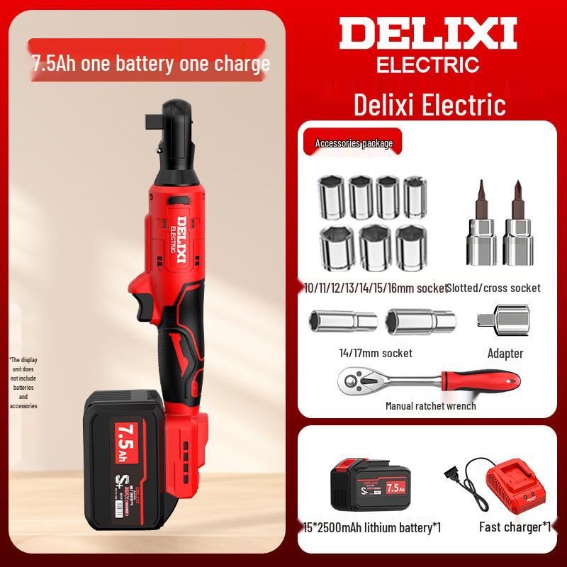 Delixi Electric 90° Right Angle Ratchet Wrench, High Torque Lithium Battery Tool, Professional Grade