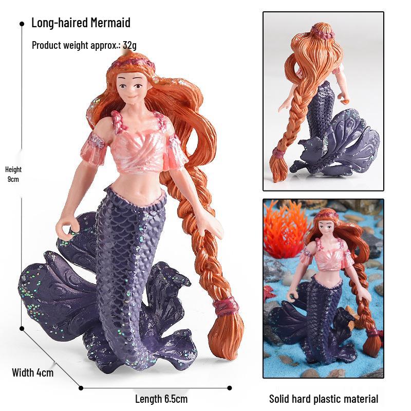 Solid Mermaid Princess Figurine - Realistic Doll Model Cake Ornament