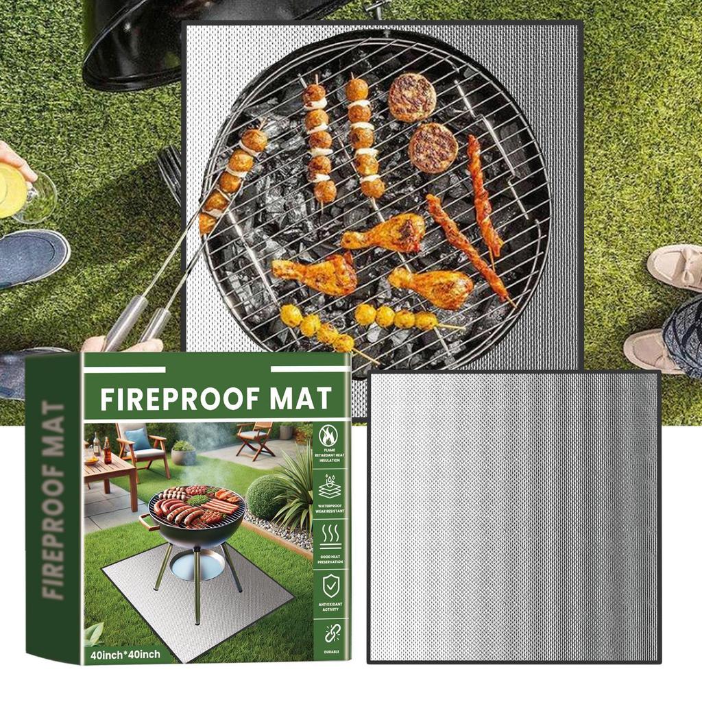 Feuerfeste Outdoor-Matte Wasserdicht Hitzebeständiges Polster Tragbarer Bodenschutz für Grill Lagerfeuer, Terrasse Strand Camping 100x100cm