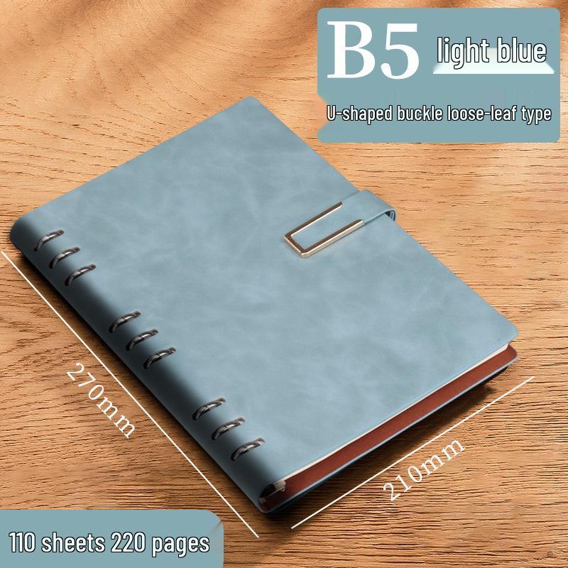A5 Leather Business Notebook with Logo Printing, Thick Ring Binder & Buckle Closure - Perfect for Office Notes