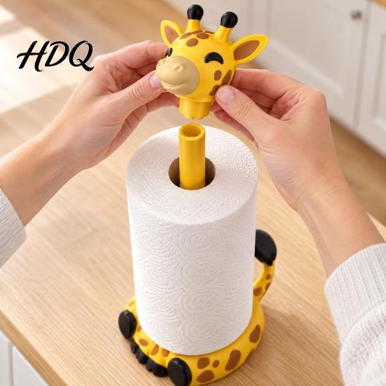 Non Slip Paper Roll Stand Cute Giraffe Towel Holder Sturdy PLA 3D Printed Standing Novelty Home Decor Gift Dispenser Decorative Animal Napkin