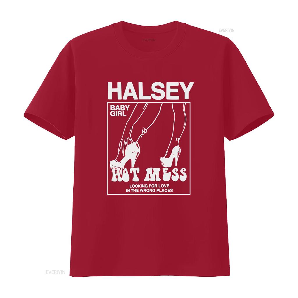 Halsey Hot Mess T Shirt  Sizes Met 183 Vintage Washed Homme Soft Comfortable Top For Everyday Wear Graphic Fashion Streetwear