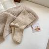 1 par de meias femininas de lã de caxemira quente para outono e inverno, meias femininas grossas, térmicas, de cor pura