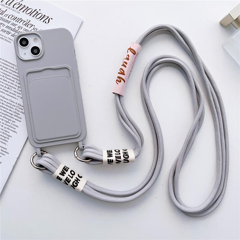 Liquid Silicone Wallet Crossbody Necklace Lanyard Card Holder Case for iPhone 16 15 13 11 12 14 Pro Max X XS 7 8 Plus Soft Cover