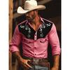 Nuova Camicia da Uomo a Maniche Lunghe, Stile Western Cowboy con Stampa a Fantasia Vintage, Top da Uomo alla Moda a Maniche Lunghe con Collo a Revers.