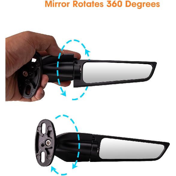 Racing Motorcycle Rear View Mirrors, 360° Rotating Stealth Mirrors Compatible With Honda CBR300R CBR500R CBR600RR CBR1000RR, Kawasaki Ninja 300 400