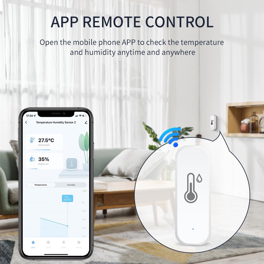 Tuya WiFi Temperature Sensor Indoor Humidity Sensor Smart Life APP Monitoring Remote Control Alexa Google Home Voice Control