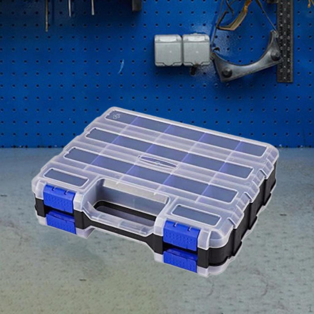 Double Side Tool Organizer Removable Dividers with 34 Compartments Small Parts Case