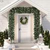 8.2 Ft Snow Frosted Christmas Tree Arch, Christmas Arch Doorway Decor with 2100 Tips and 96 Pinecones