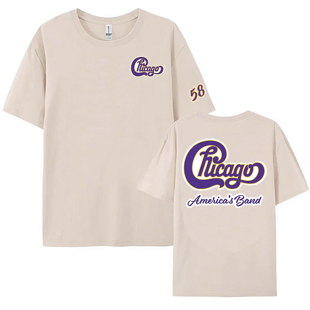 58 Chicago America's Band Printed Tshirt Streetwear Unisex Short Sleeve Cotton Female T-shirt Graphic Printing Tees Women Shirts