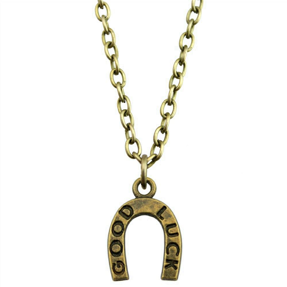Horseshoe Charm Necklace  Animal Pendant For Horse Lovers Cowboy Western Jewelry 43cm Chain