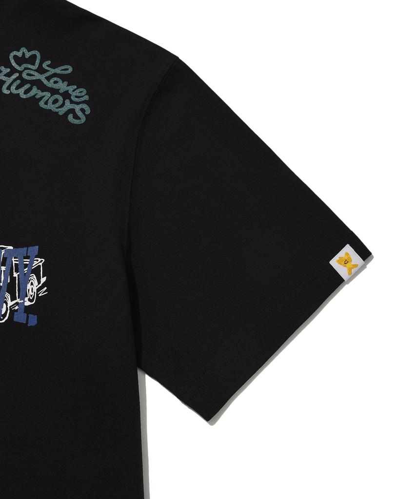 WACKY WILLY Multi-Graphic Short Sleeve T-Shirt Black