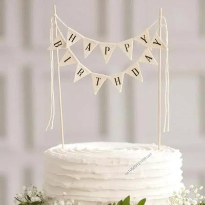 Birthday Cake Flag Topper Baking Decor Happy Party Birthday Decor With Letter Creative Cloth Birthday Flags DIY Cake Decor
