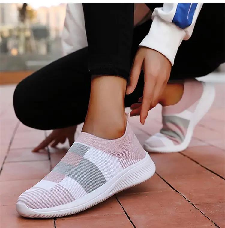 Fashion Fashion Women Sneakers Flat Shoes Woman Vulcanized Sneaker Women Slip On Sock Shoes Plus Size Women's Sneaker Zapatos De Mujer