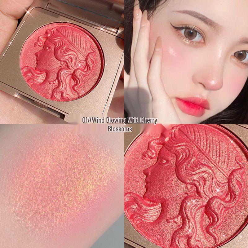CDE Lively Girl Monochrome Blush & Nude Makeup Shimmer Palette - Natural Whitening, Contouring, Highlighting, and Rouge.