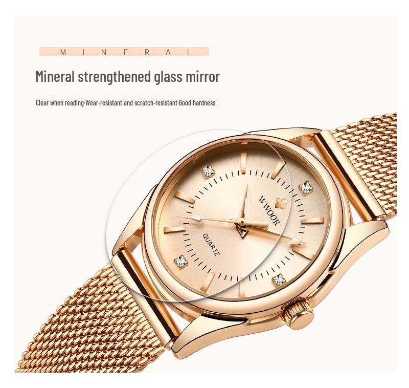 WWOOR Women's Mesh Band Quartz Waterproof Watch