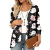 Women's Lightweight Cardigan with Halloween Print , Three-Quarter Sleeve , Relaxed Fit for Casual Halloween Outfits