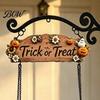 Entryway Welcome Sign Halloween Swing Ghost Doorbell, with Pumpkins Decor, Gothic Style Trick Weather Resistant Yard Ornament or Treat Sign,