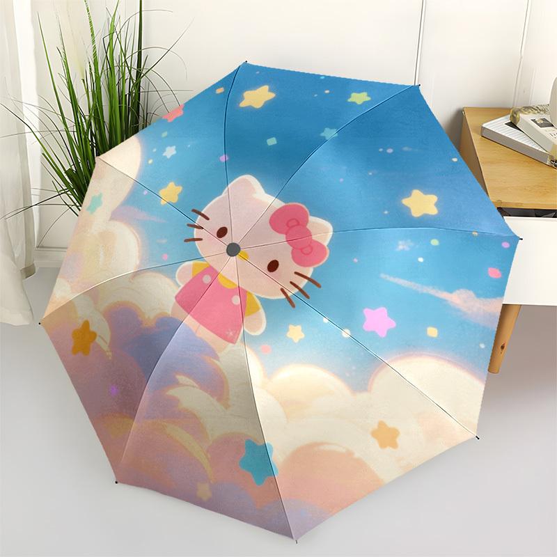 1pc Hello Kitty Clouds Stars Umbrella with Plastic Handle,Suitable for All Seasons Home Travel Outdoor UmbrellaSanlio060