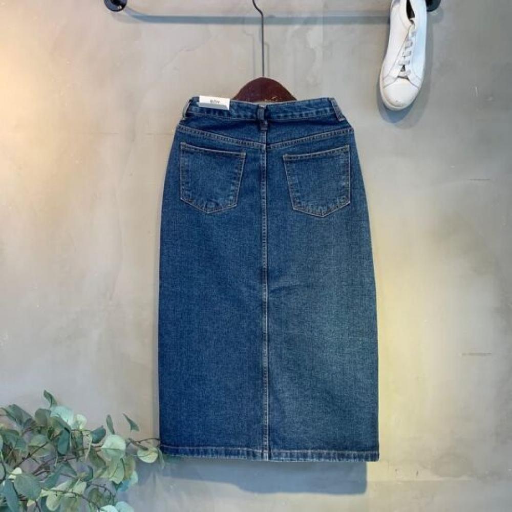 C S In THe Room H lIne Midi Slit Denim Skirt One Color